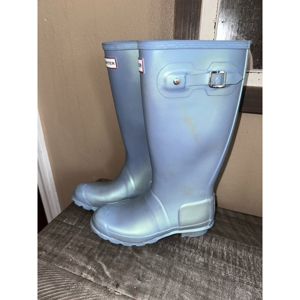 Hunter Original Kids Tall Wellingtons Girls Size 5 36 Pull On Rain Boots Blue
